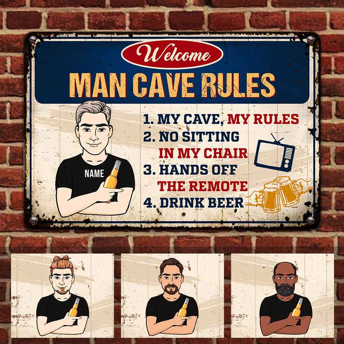 Personalized Man Cave Garage Rules Dad Grandpa Metal Sign JR152 81O58 1