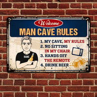 Personalized Man Cave Garage Rules Dad Grandpa Metal Sign JR152 81O58 thumb 1