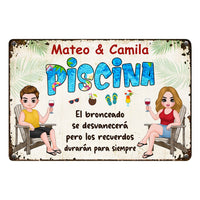 Personalized Outdoor Spanish Pool Metal Sign JR152 85O53 thumb 1