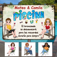 Personalized Outdoor Spanish Pool Metal Sign JR152 85O53 thumb 1