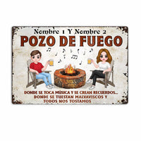 Personalized Backyard Fire Pit Outdoor Spanish Metal Sign JR202 24O23 thumb 1