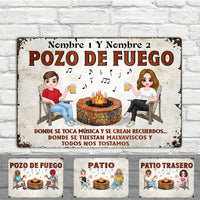 Personalized Backyard Fire Pit Outdoor Spanish Metal Sign JR202 24O23 thumb 1
