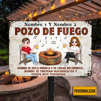 Personalized Backyard Fire Pit Outdoor Spanish Metal Sign JR202 24O23 thumb 1