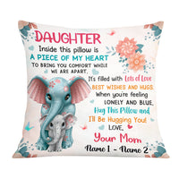 Personalized Elephant Daughter From Mom Pillow JR154 95O57 thumb 1