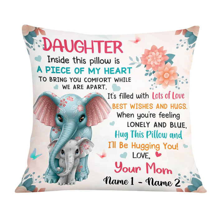 Personalized Elephant Daughter From Mom Pillow JR154 95O57 1