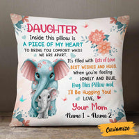 Personalized Elephant Daughter From Mom Pillow JR154 95O57 thumb 1