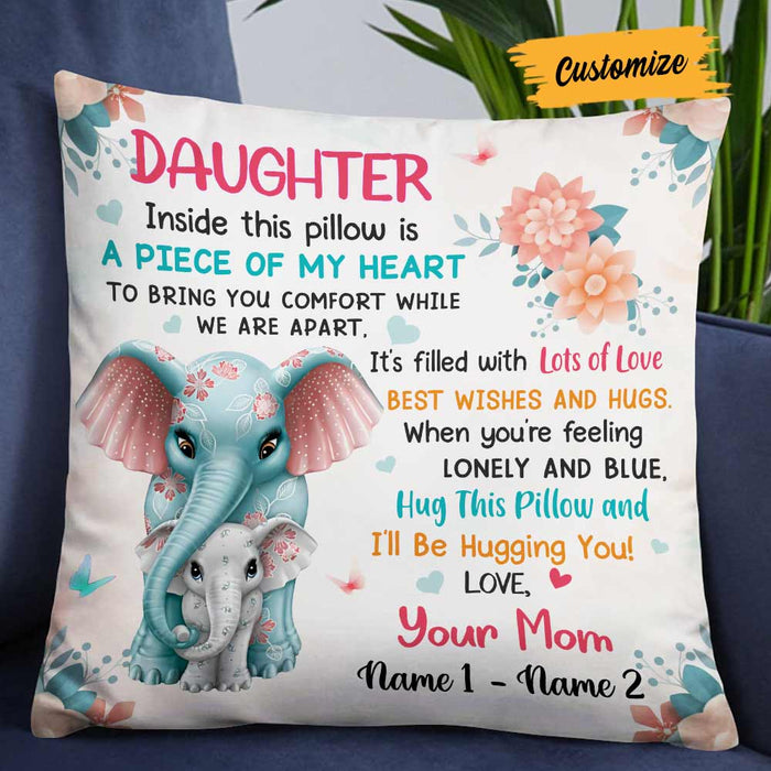 Personalized Elephant Daughter From Mom Pillow JR154 95O57 1