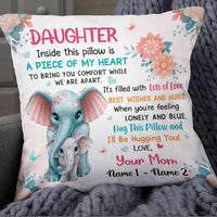Personalized Elephant Daughter From Mom Pillow JR154 95O57 thumb 1