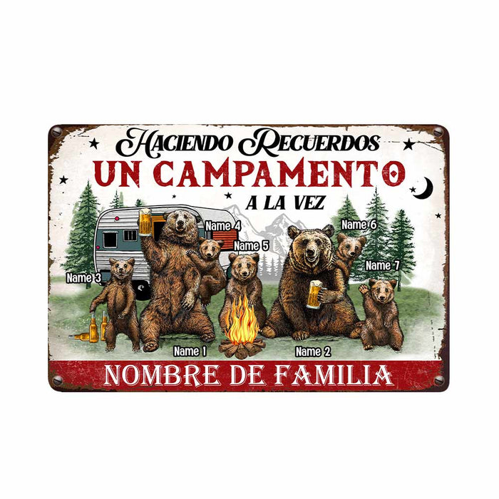 Personalized Camping Bear Outdoor Spanish Metal Sign JR159 26O57 1