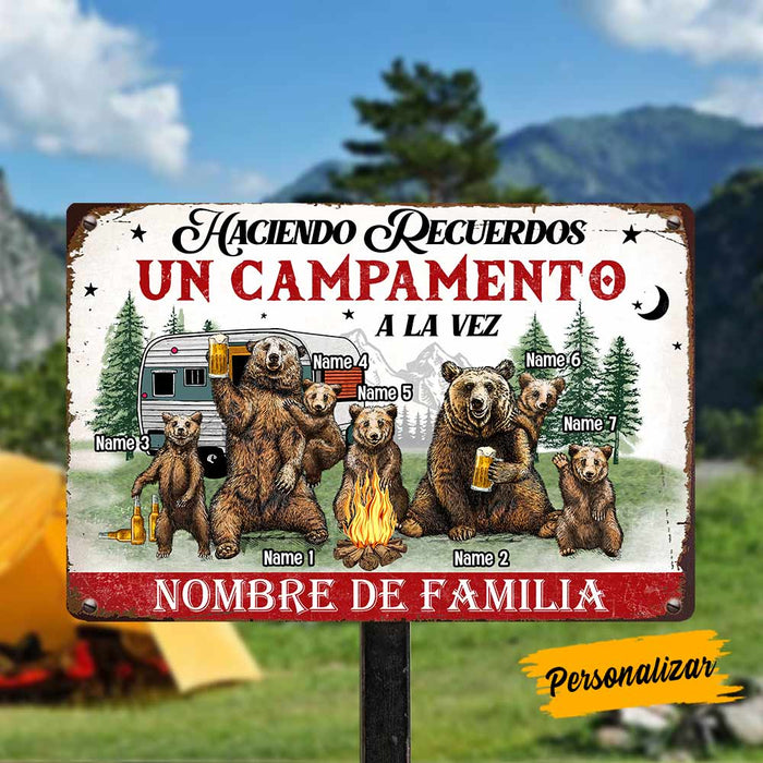 Personalized Camping Bear Outdoor Spanish Metal Sign JR159 26O57 1