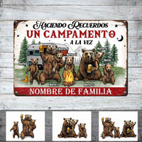 Personalized Camping Bear Outdoor Spanish Metal Sign JR159 26O57 thumb 1