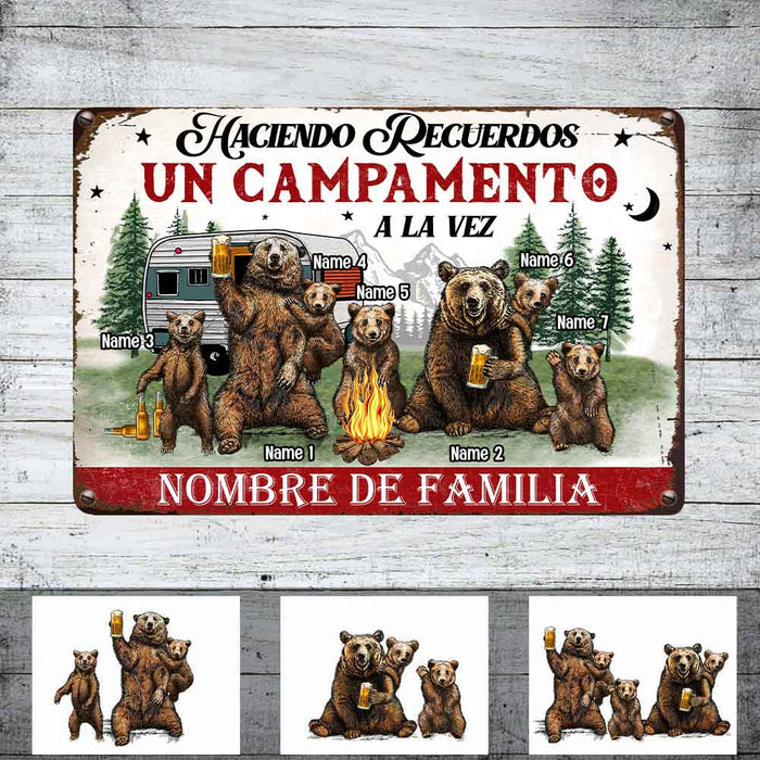 Personalized Camping Bear Outdoor Spanish Metal Sign JR159 26O57 1