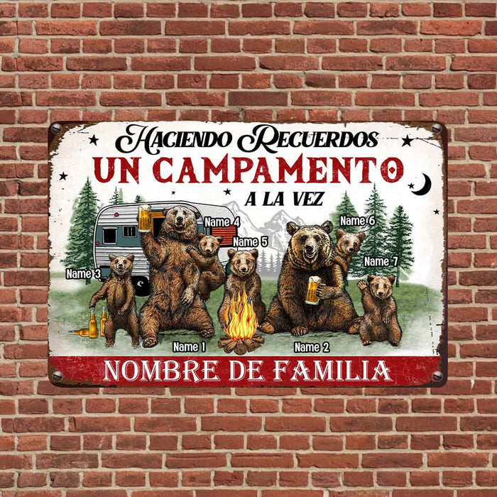 Personalized Camping Bear Outdoor Spanish Metal Sign JR159 26O57 1