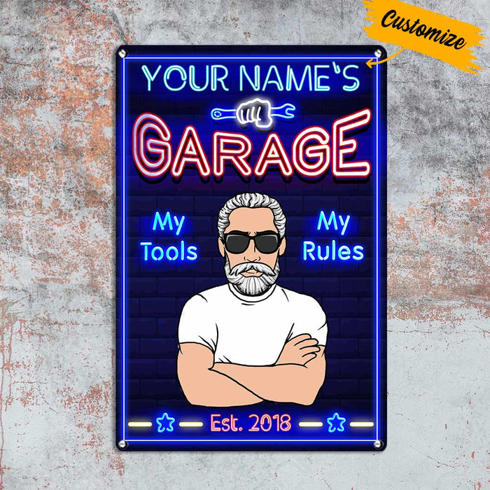 Personalized Garage Decor My Tools My Rules Metal Sign JR159 95O23 1