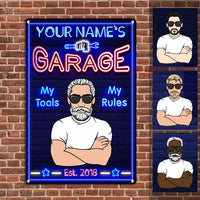 Personalized Garage Decor My Tools My Rules Metal Sign JR159 95O23 thumb 1