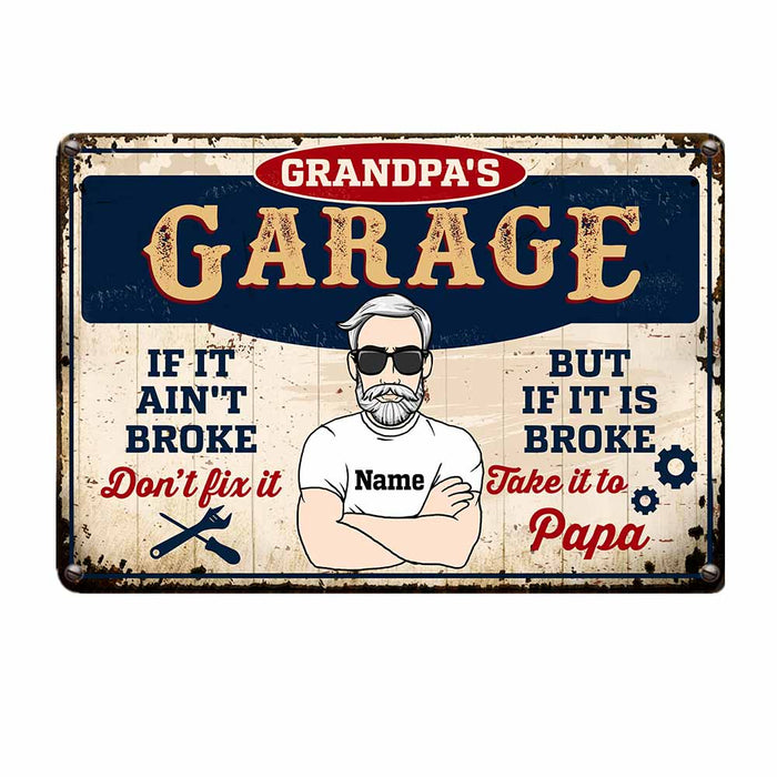 Personalized Garage Dad Grandpa Metal Sign JR152 95O58 1