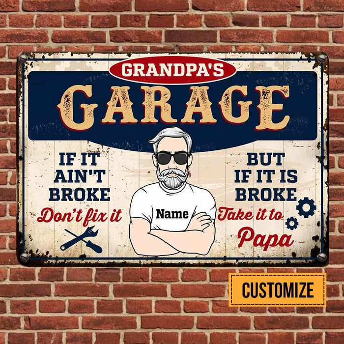 Personalized Garage Dad Grandpa Metal Sign JR152 95O58 1