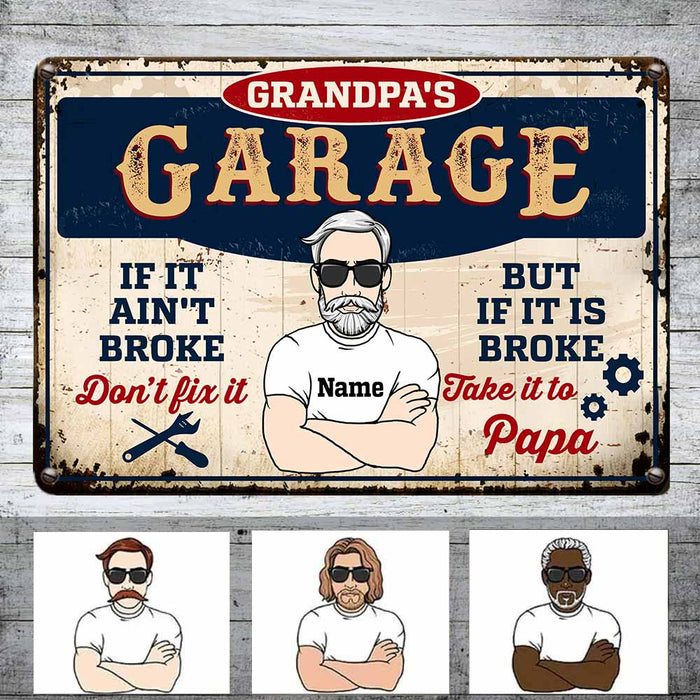 Personalized Garage Dad Grandpa Metal Sign JR152 95O58 1