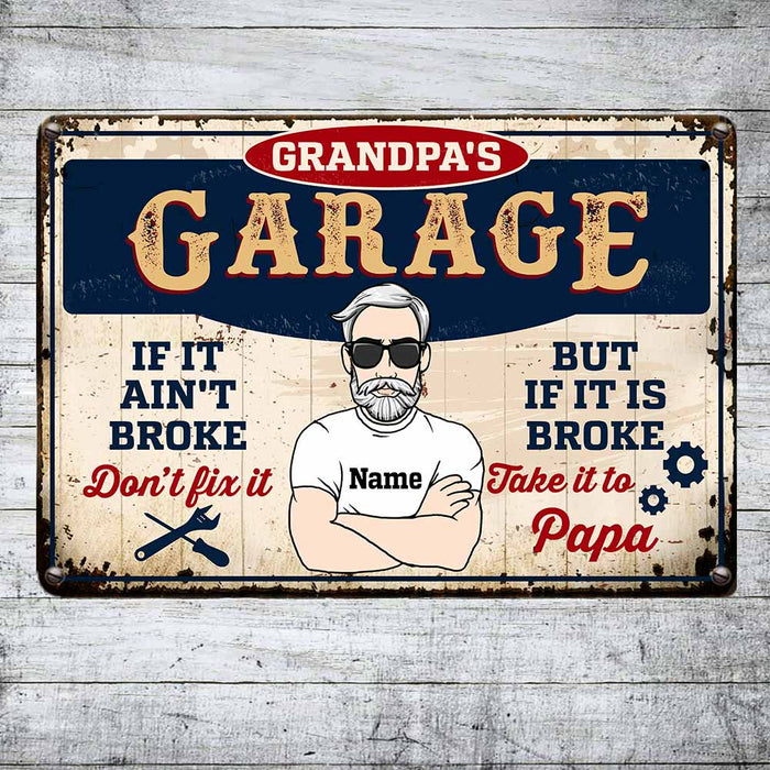 Personalized Garage Dad Grandpa Metal Sign JR152 95O58 1