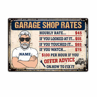 Personalized Garage Rates Metal Sign JR1510 95O23 thumb 1
