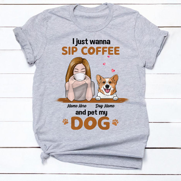 Personalized Dog Mom Sip Coffee T Shirt MR22 81O34 1
