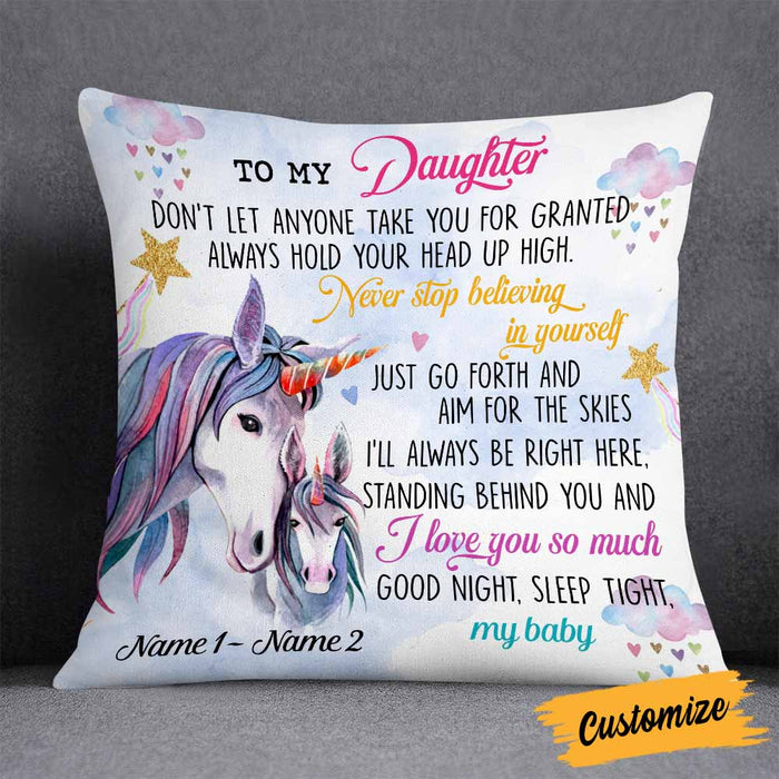 Personalized Mom Grandma To Daughter Granddaughter Unicorn Pillow JR1711 23O58 1