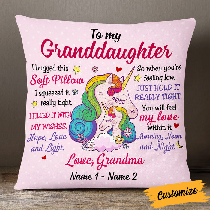 Personalized Mom Grandma Daughter Granddaughter Hug This Unicorn Pillow JR179 23O53 1