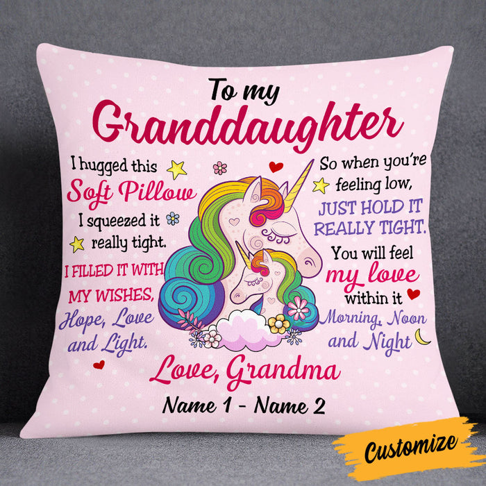 Personalized Mom Grandma Daughter Granddaughter Hug This Unicorn Pillow JR179 23O53 1