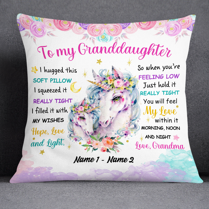 Personalized Granddaughter Hug This Unicorn Pillow JR182 23O24 1
