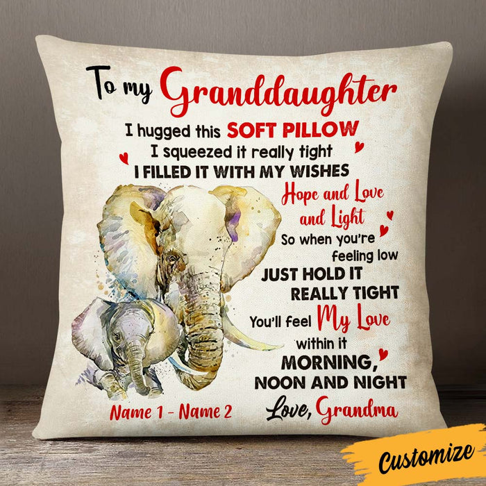 Personalized Mom Grandma Daughter Granddaughter Hug This Elephant Pillow JR171 23O36 1