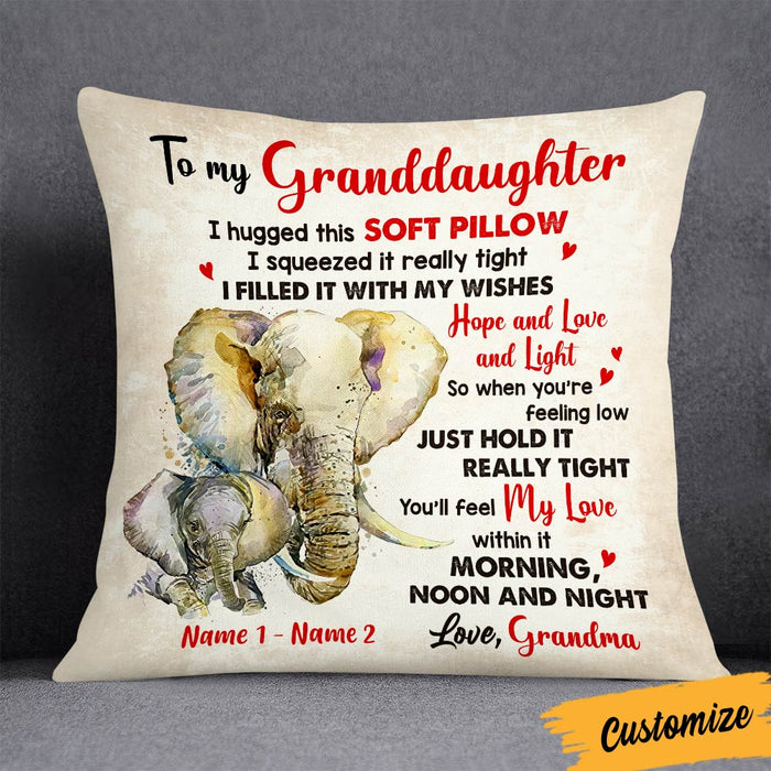 Personalized Mom Grandma Daughter Granddaughter Hug This Elephant Pillow JR171 23O36 1