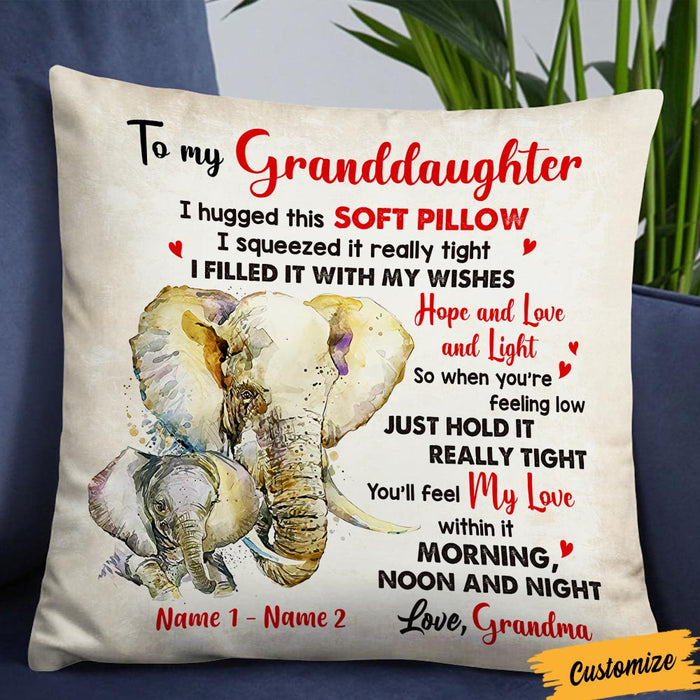 Personalized Mom Grandma Daughter Granddaughter Hug This Elephant Pillow JR171 23O36 1