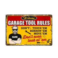 Personalized Garage Tool Rules Metal Sign JR255 23O57 thumb 1
