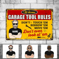 Personalized Garage Tool Rules Metal Sign JR255 23O57 thumb 1