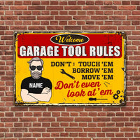 Personalized Garage Tool Rules Metal Sign JR255 23O57 thumb 1