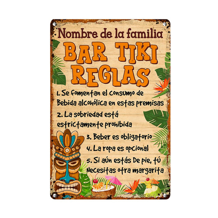 Personalized Outdoor Spanish Tiki Bar Metal Sign JR187 30O36 1