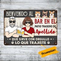 Personalized Family Outdoor Spanish Patio Dog Metal Sign JR188 95O36 thumb 1