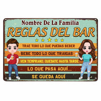 Personalized Family Outdoor Spanish Bar Rules Metal Sign JR182 30O47 thumb 1