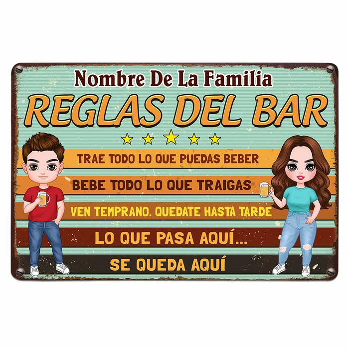 Personalized Family Outdoor Spanish Bar Rules Metal Sign JR182 30O47 1
