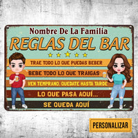 Personalized Family Outdoor Spanish Bar Rules Metal Sign JR182 30O47 thumb 1
