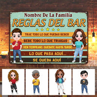 Personalized Family Outdoor Spanish Bar Rules Metal Sign JR182 30O47 thumb 1