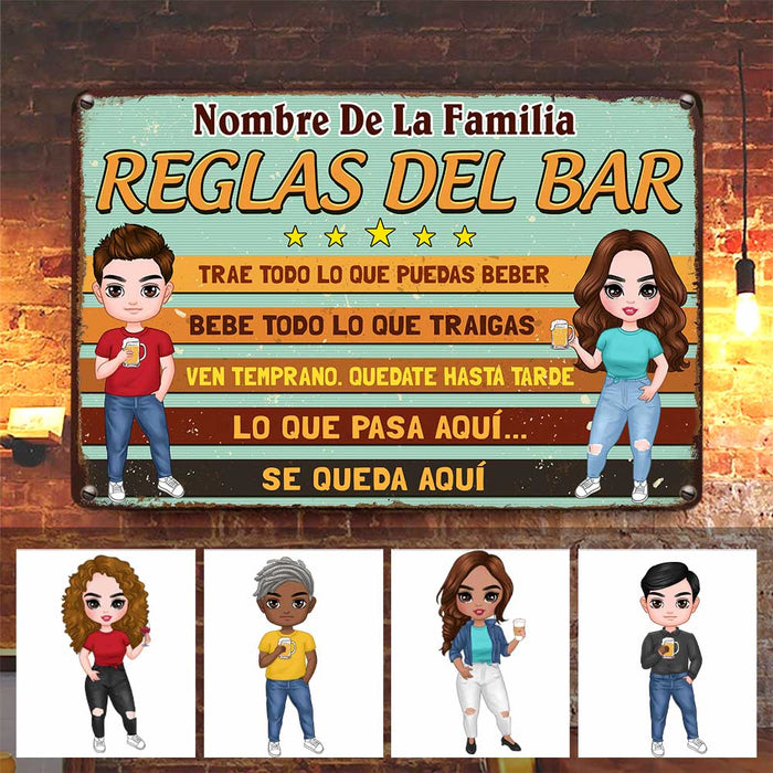 Personalized Family Outdoor Spanish Bar Rules Metal Sign JR182 30O47 1