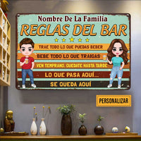 Personalized Family Outdoor Spanish Bar Rules Metal Sign JR182 30O47 thumb 1