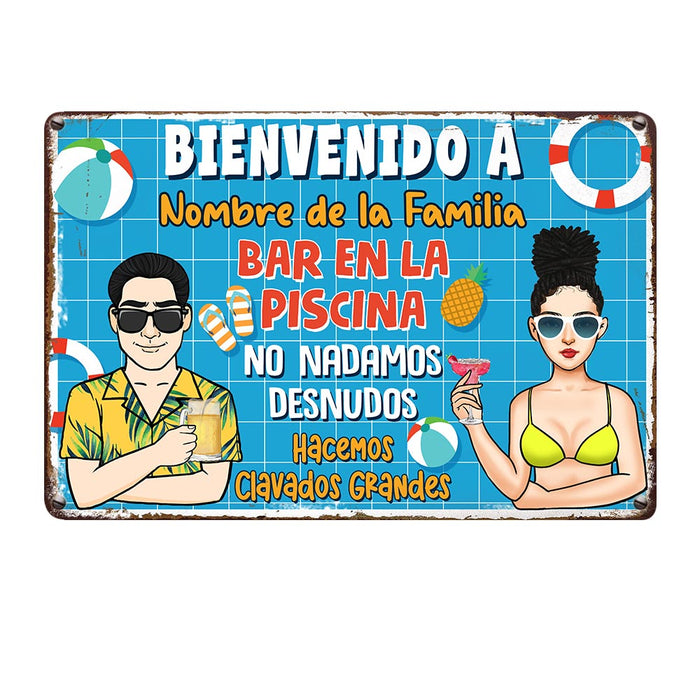 Personalized Outdoor Spanish Pool Bar Metal Sign JR184 30O36 1