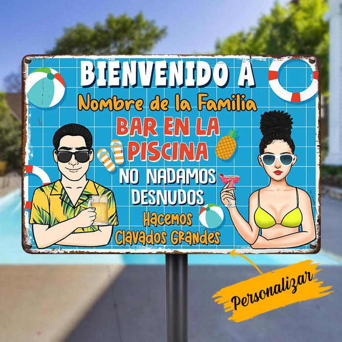 Personalized Outdoor Spanish Pool Bar Metal Sign JR184 30O36 1