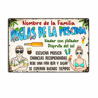 Personalized Outdoor Spanish Pool Rules Metal Sign JR1810 30O23 thumb 1