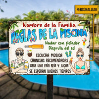 Personalized Outdoor Spanish Pool Rules Metal Sign JR1810 30O23 thumb 1