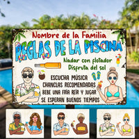 Personalized Outdoor Spanish Pool Rules Metal Sign JR1810 30O23 thumb 1