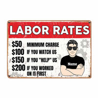 Personalized Garage Labor Rates Metal Sign JR172 26O58 thumb 1