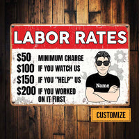 Personalized Garage Labor Rates Metal Sign JR172 26O58 thumb 1